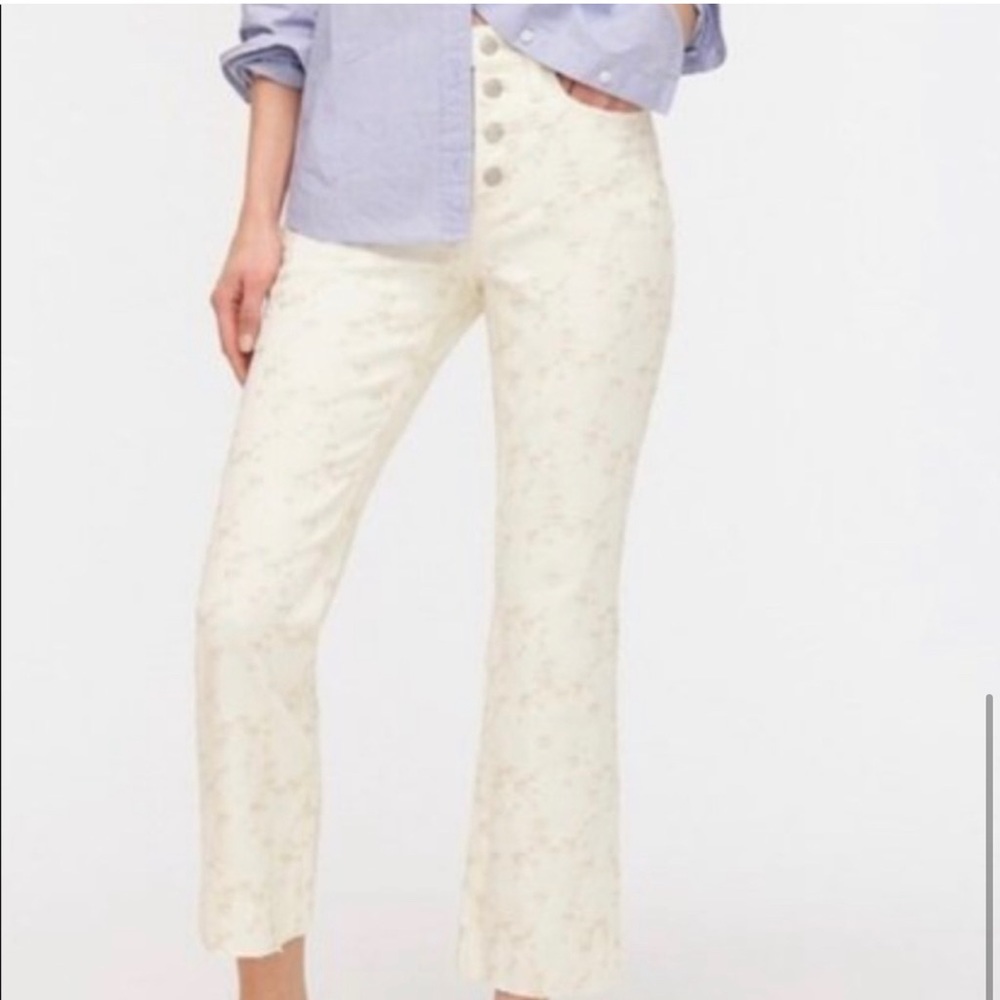 EUC! J Crew 10" demi-boot crop jean in eyelet